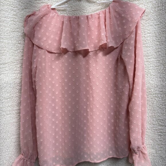 NEW LOFT Heart Ruffle Neck Long Sleeve Blouse - Picture 3 of 3